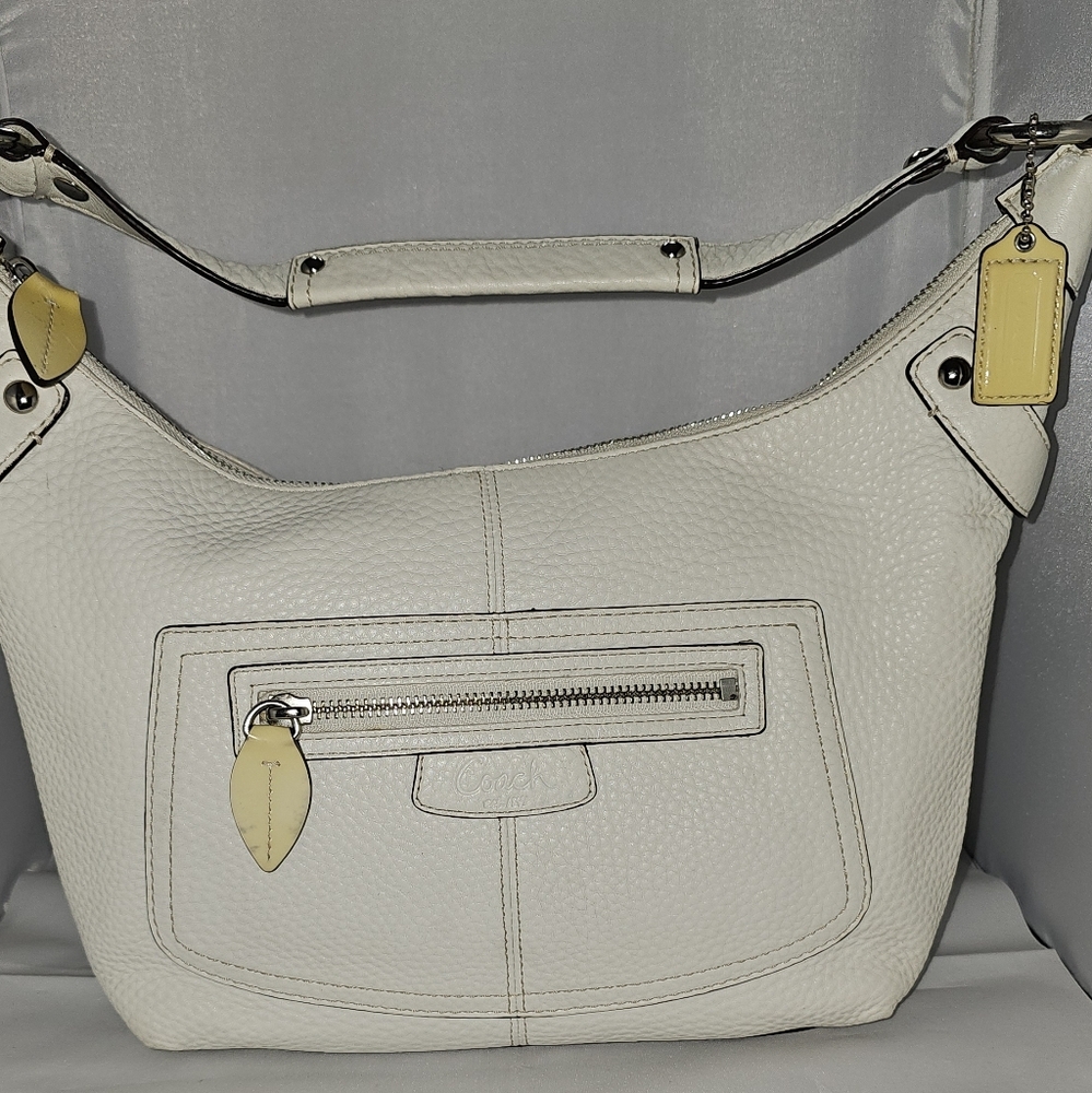 COACH Penelope Ivory Pebbled Leather Shoulder Hobo Bag